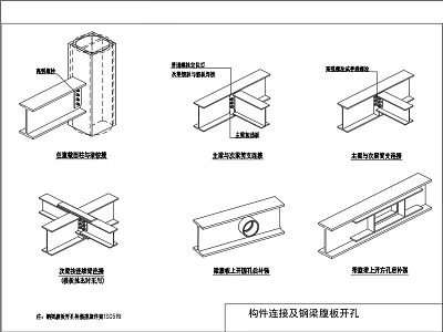 Steel structure - residential component connection - steel beam web opening node structure diagram