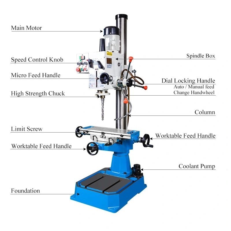 geared head drilling milling machine