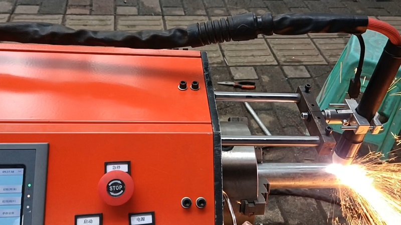 mini portable 25 63mm throughout round pipe plasma cutting machine